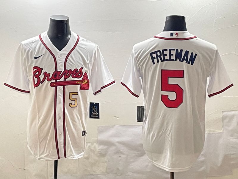 Men Atlanta Braves 5 Freeman White Game 2025 Nike MLB Jersey style 4